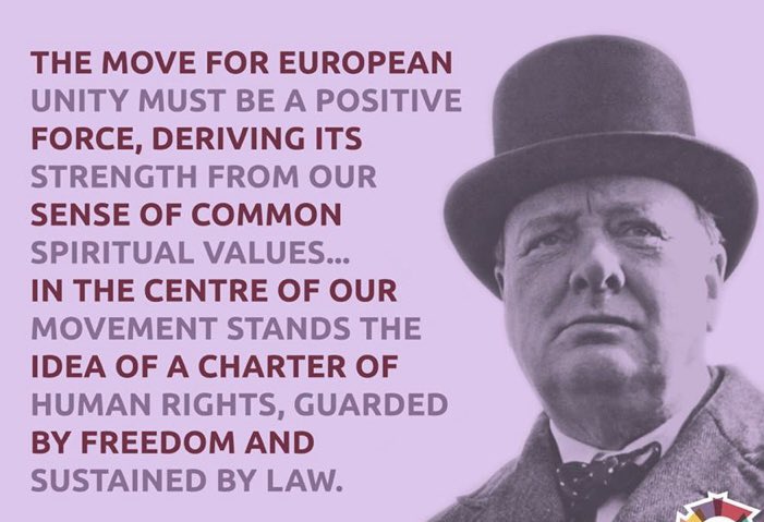 Good morning. On this day 1945 the war in Europe ended. Three years later and in response to the horrors of WW2 a Congress of Europe was held in The Hague. Churchill addressed the Congress with these words which we forget at our peril even though some on the far right want us to.