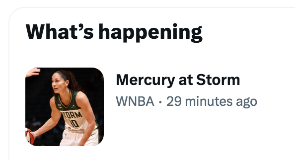 Lol at Twitter (yes, Twitter) still using Sue Bird for the 2024 #Storm trending topic.