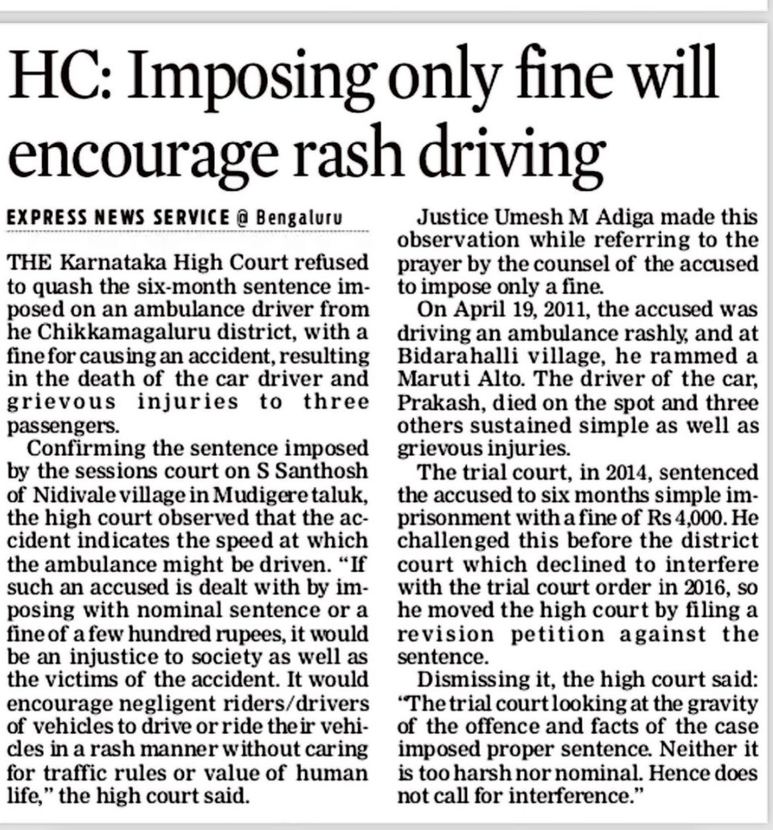 Welcome the decision 👏👏 Hope such judgements act as a deterrence against rash driving