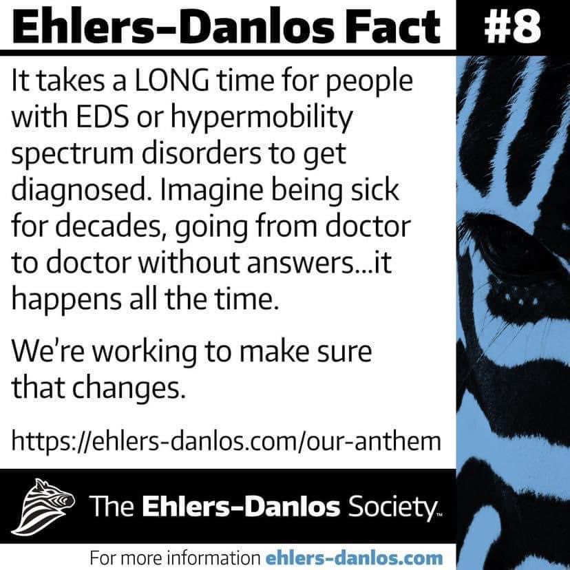 Ehlers-Danlos Awareness Month - Day 8 🦓
#EDS #EDSAwareness #EDSAwarenessMonth #Headache #EhlersDanlosSyndrome #Hypermobility #POTS #MCAS #ChiariMalformation #Dysautonomia 
#IntercranialHypertension #Dislocations #Subluxation #ConnectiveTissue #JointDamage #InvisibleDisability