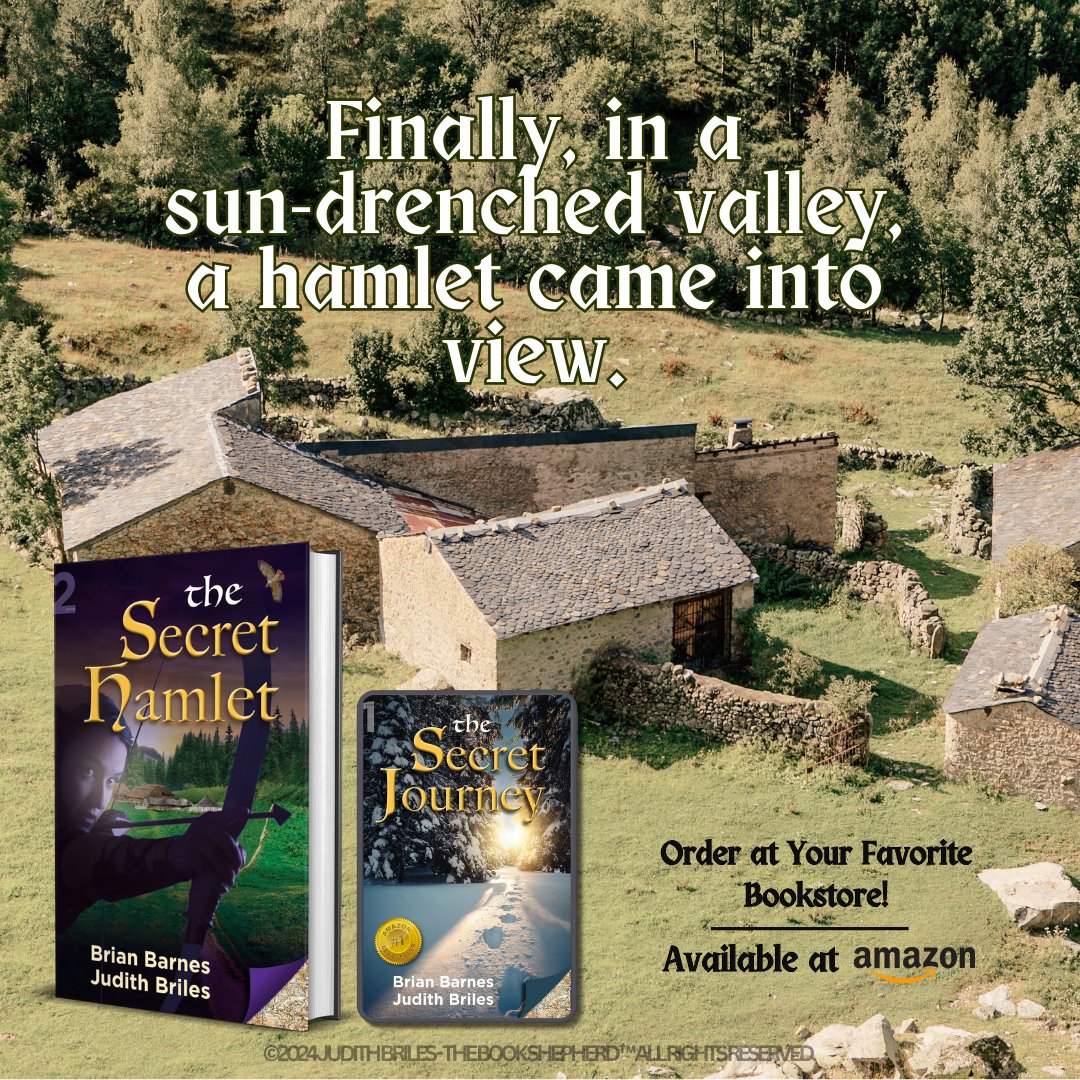 Finally, in a sun-drenched valley, a hamlet came into view.

bit.ly/SecretHamlet
#JudithBriles #HistoricalFiction #MedievalNovel #WomensFicition #WomenWriters #BookLovers #AmReading #MustRead #BookRecommendations