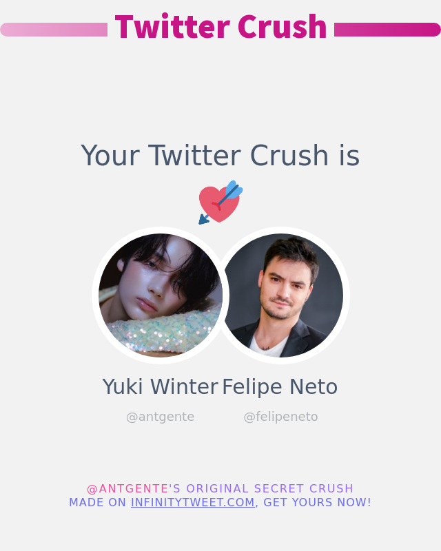 Meu/Minha Namorado/a do Twitter é: <a href="/felipeneto/">Felipe Neto 🦉</a>

➡️ infinitytweet.me/secret-crush?l…