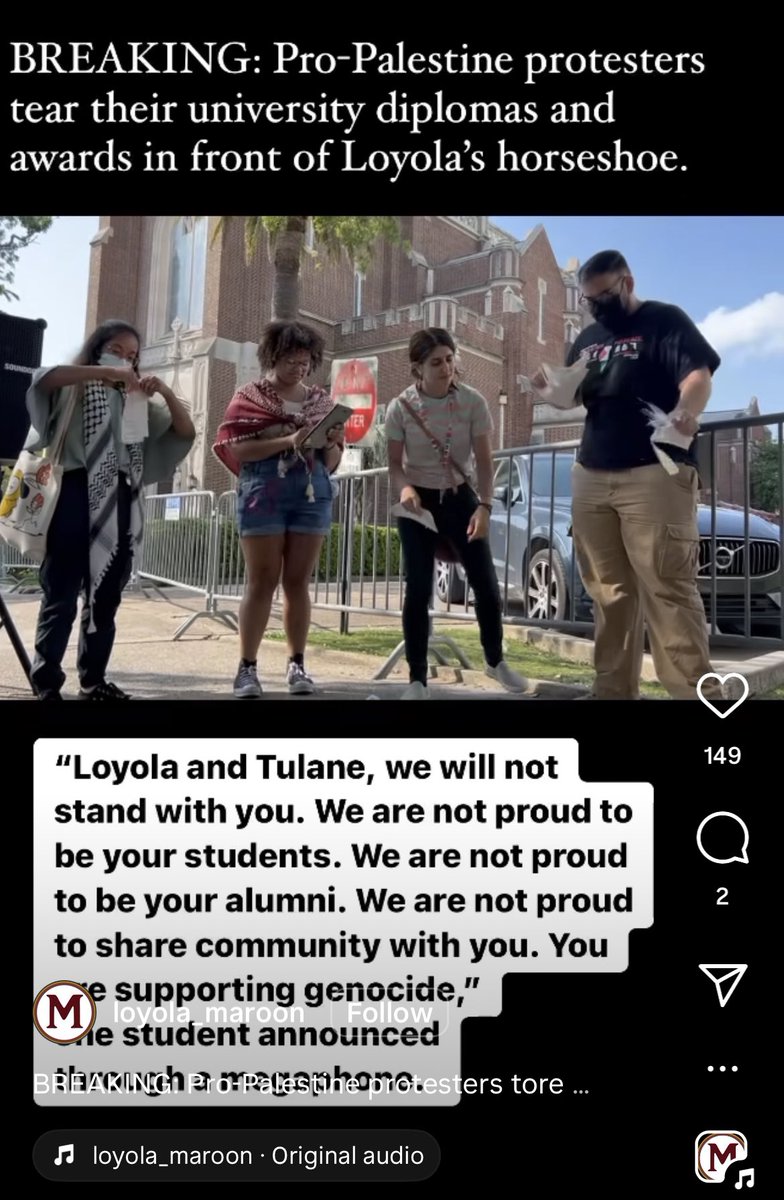 Hey @Loyola_NOLA. If they don’t want their diplomas, why don’t you go ahead and rescind them? Withhold their transcripts,too. Whatever they learned in college certainly didn’t include humanity. Photo credit: @Loyola_Maroon