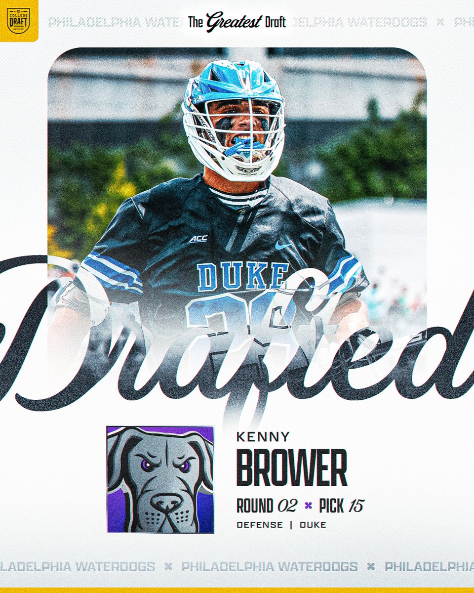 With the 15th Pick in the 2024 College Draft, the Philadelphia Waterdogs select Kenny Brower.