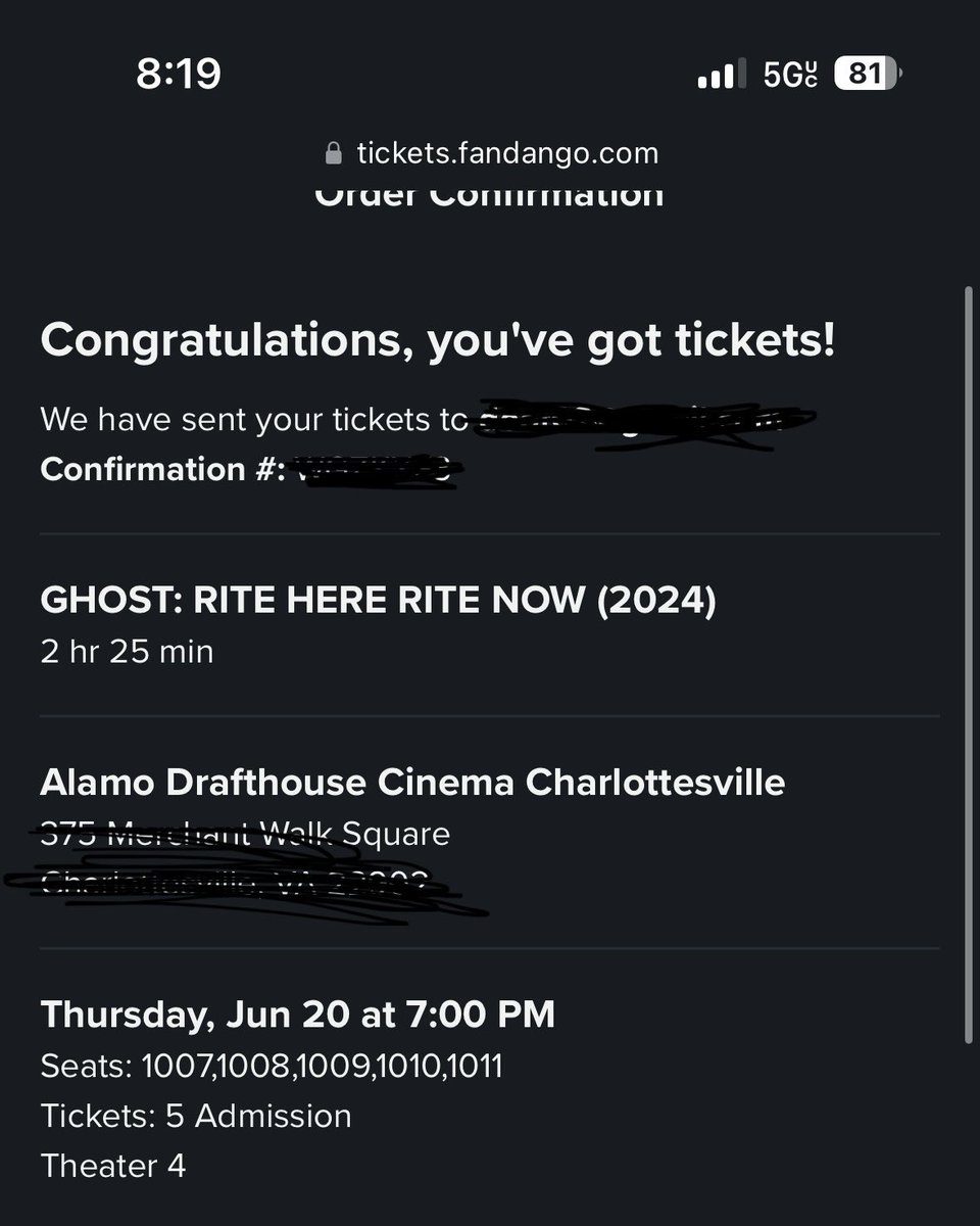 GHOVIE TICKETS HAVE BEEN PURCHASED WHO WILL I SEE IN CVILLE ??