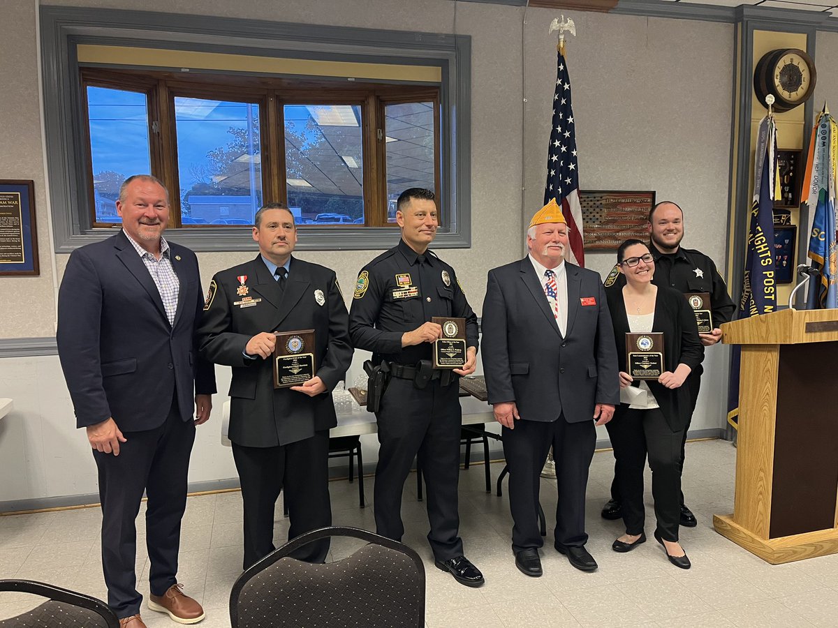 Thanks to American Legion Post 284 for hosting tonight’s Law & Order Ceremony where we recognized the firefighter, police officer, 911 dispatcher, and sheriff’s deputy of the year.