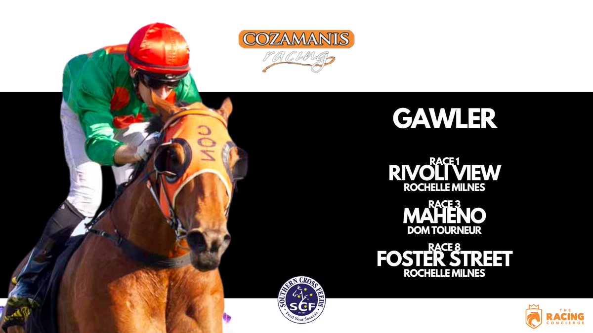Byron Cozamanis (@cozyracing) on Twitter photo We seek the stables 20th winner for the 23/24 Racing Season at <a href="/Gawlerjockey/">Gawler Jockey Club</a> Club this afternoon
3 runners all with claims on the SOFT 5 rated track in clear conditions We seek the stables 20th winner for the 23/24 Racing Season at <a href="/Gawlerjockey/">Gawler Jockey Club</a> Club this afternoon
3 runners all with claims on the SOFT 5 rated track in clear conditions