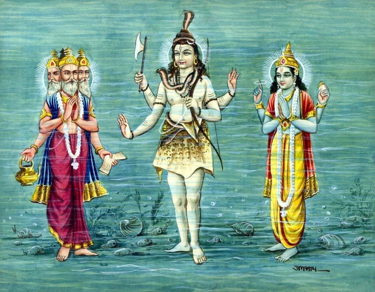 Trimurti: Meet the “Holy Trinity” of Hinduism

The Hindu trinity is also known as the Trimūrti, Sanskrit for “three forms,” and it includes Brahma, Vishnu, and Shiva. The deities are responsible for guiding the cycles of creation and destruction in the Universe. Hinduism provides