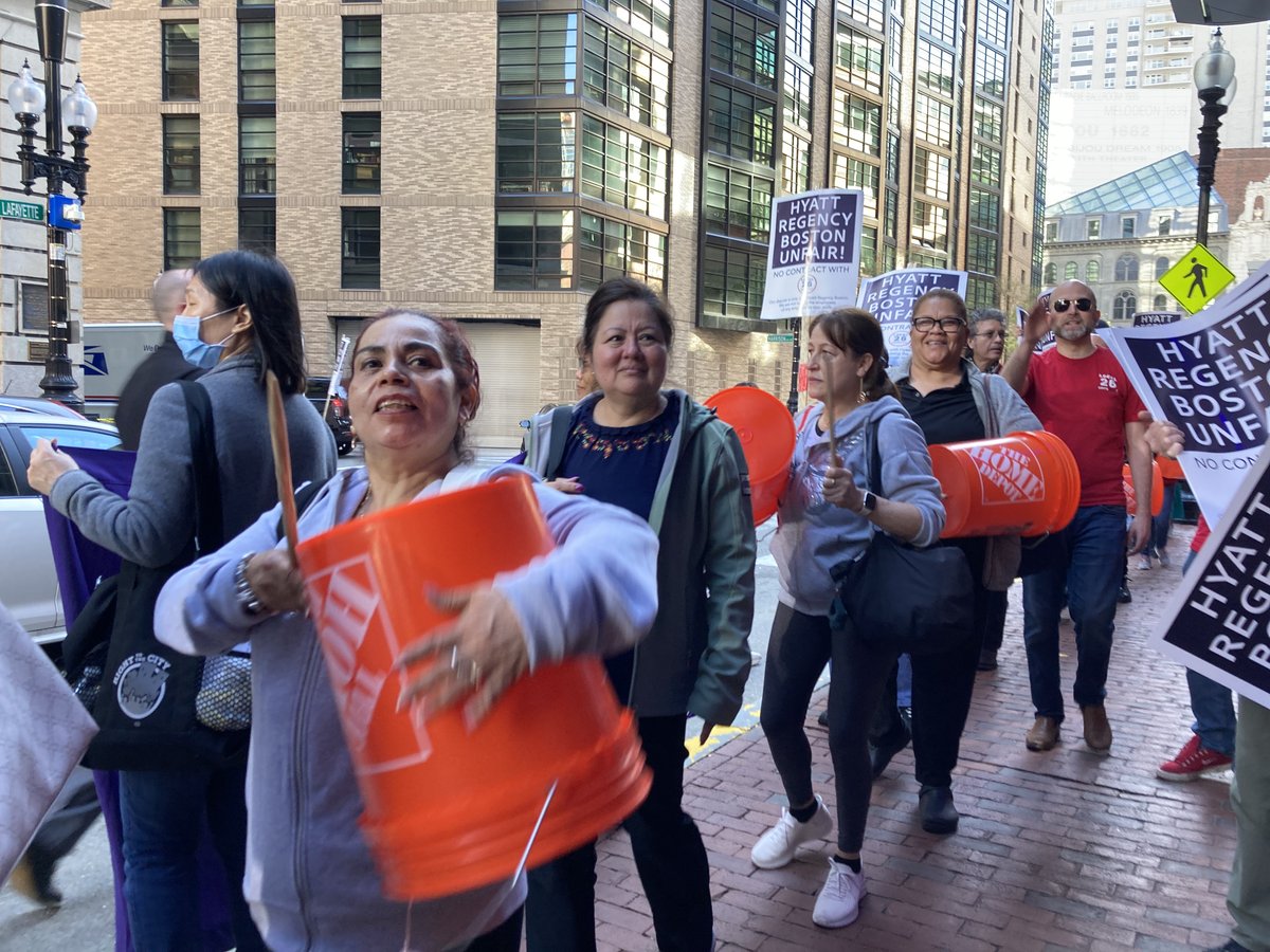 Today, workers at the Hyatt Regency Boston demanded a fair process to decide on unionization, free from harassment or intimidation.