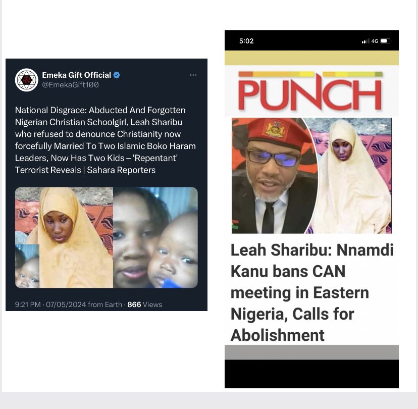 Do you still remember Leah Sharibu that's now married to 2 Boko haram terrorist and already has 2 children for terrorist. If this little girl is your child or your sister will you still support your one Nigeria?

#Referendum #Division #Disintegration #Dissolution 
#EndNigeria_Now