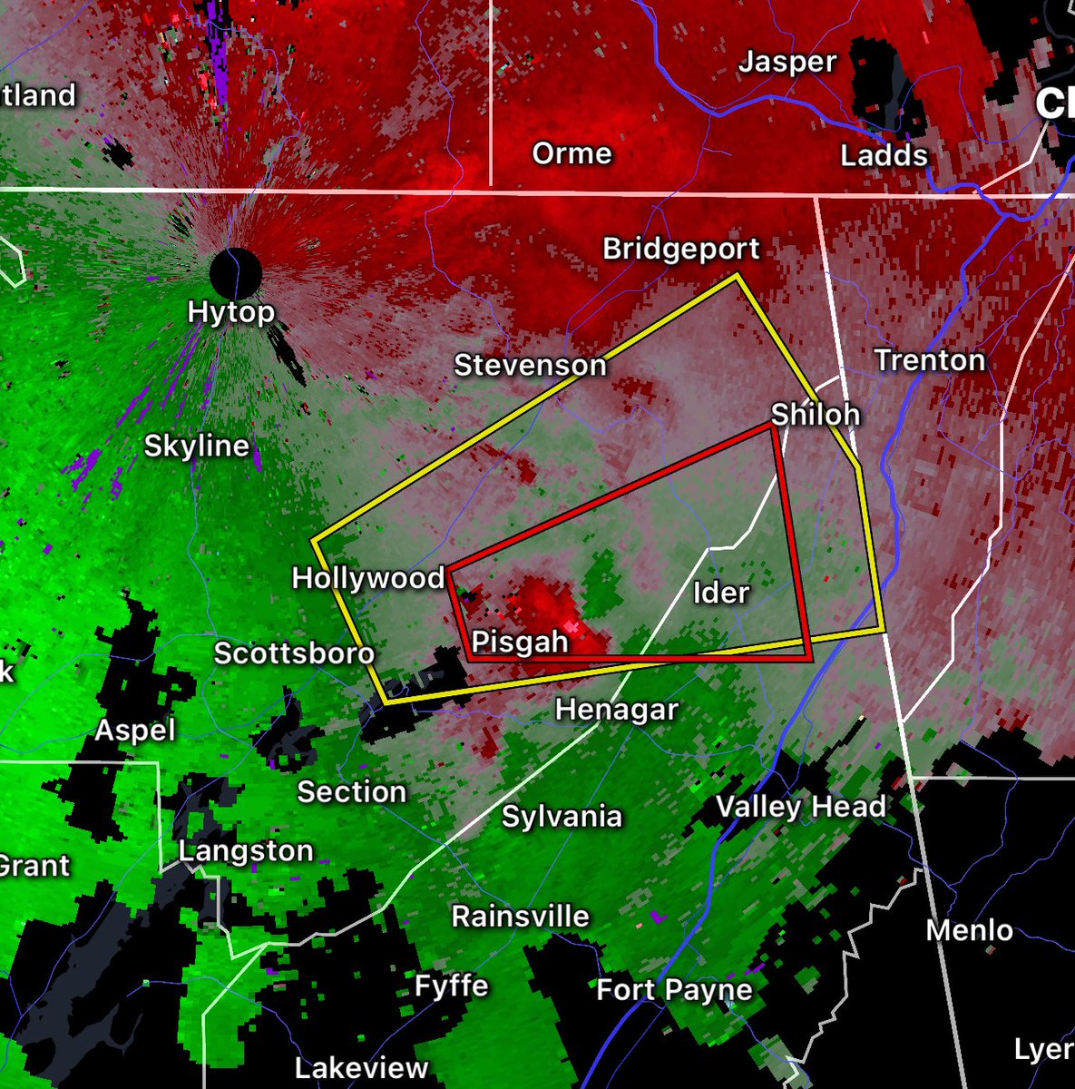 Tornado Warning for parts of Jackson and DeKalb counties in far northeastern Alabama till 8PM…