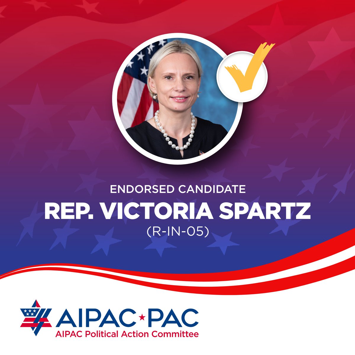 Congratulations to AIPAC-endorsed @RepSpartz on your primary election victory! We are proud to support pro-Israel candidates who help strengthen and expand the U.S.-Israel relationship. Being pro-Israel is good policy and good politics.