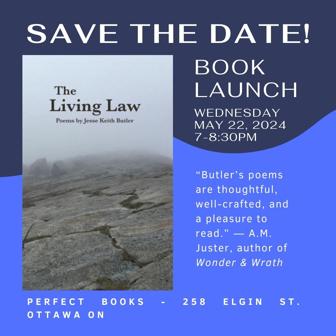 Hi all - If you're in #Ottawa, you should come out to the book launch for my new book of poems, The Living Law, with @landonarcolema1 and Daniel Bezalel Richardsen.