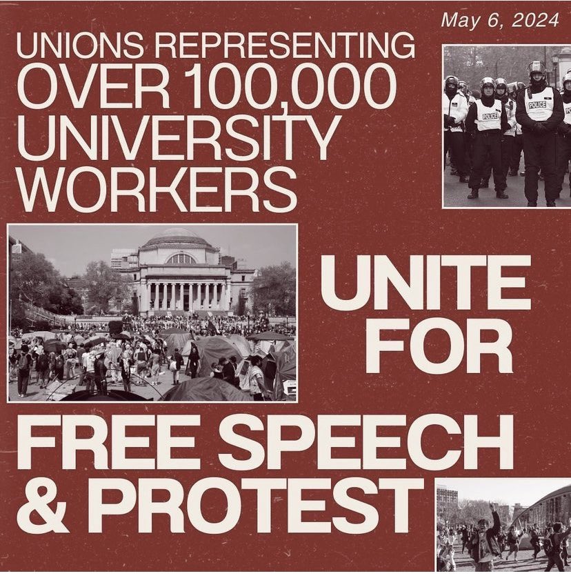 In response to violent, hypocritical attacks on peaceful protesters at UNC, NCSU, UNCC and Duke and at campuses across the country, we are proud to join unions representing hundreds of thousands of workers at university campuses across the country…. 🧵