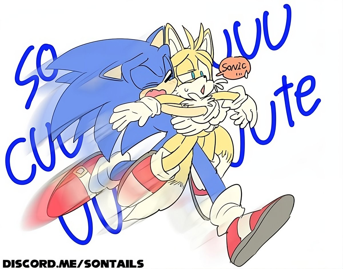 Tails is just too cute Sonic can no longer resist. art by Meronabar posted on Tumblr February 2 2016 only repost thumbnail was left the remaining image has been enhanced from 744x585 To 2976x2336 #sontails #sonails #sonicxtails #tails #furry #furryart