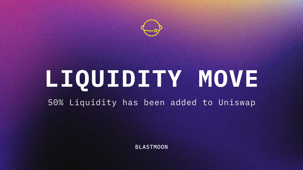 BlastVerseIO's tweet photo. $BMOON Update.

1. We moved 50% Liquidity to Uniswap, and relocked Thruster Liquidity.

Now available on @ThrusterFi and @Uniswap 

2. @BlastMooners NFTs are coming ~next week

CA: 0x0000FfE89a178FA2140c2E9d045C187deD850000 https://t.co/De8aLHcAhM