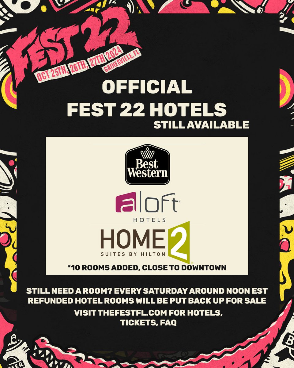 Official FEST hotels still available for those attending FEST this year. Did you book your hotel yet? These hotels have special rates for the 3-days! Check it out! Link in bio. ✨💖