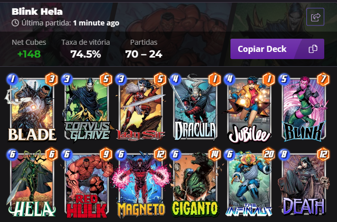 monthly infinite day 1 post :/ Played everything with the new card in hela, replacing black cat for her. Card seems very good in some archetypes.
<a href="/SnapDecks/">SnapDecks</a>