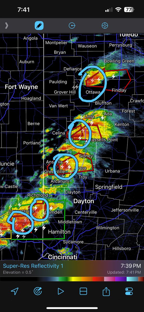 There are at least five supercells in eastern Indiana and western Ohio with #tornado potential, of which some have produced them already. Radar coverage becomes quite poor especially in west-central Ohio. #OHwx #INwx
