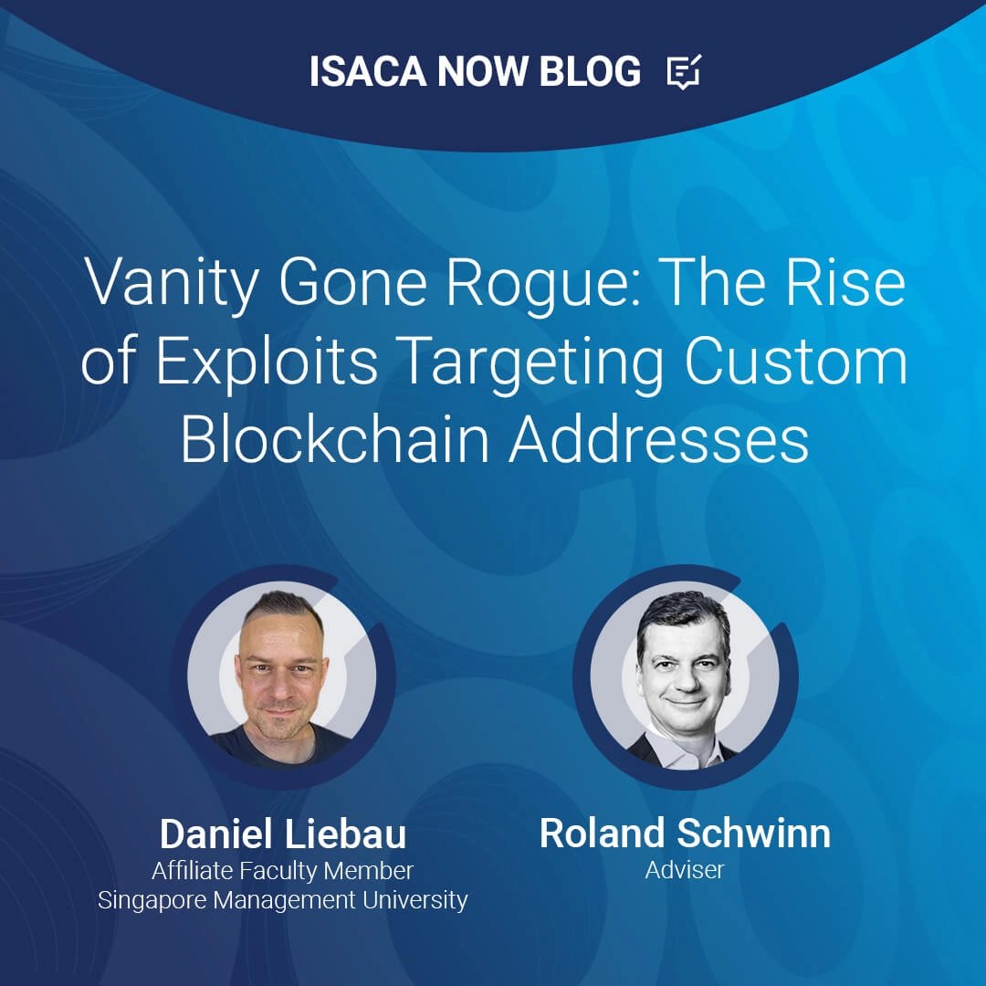⛓️ ⛓️ ⛓️ #Blockchain users: are you aware of a significant fraud potential related to use of vanity addresses? Get up to speed in this ISACA Now blog post. bit.ly/44zBvzO