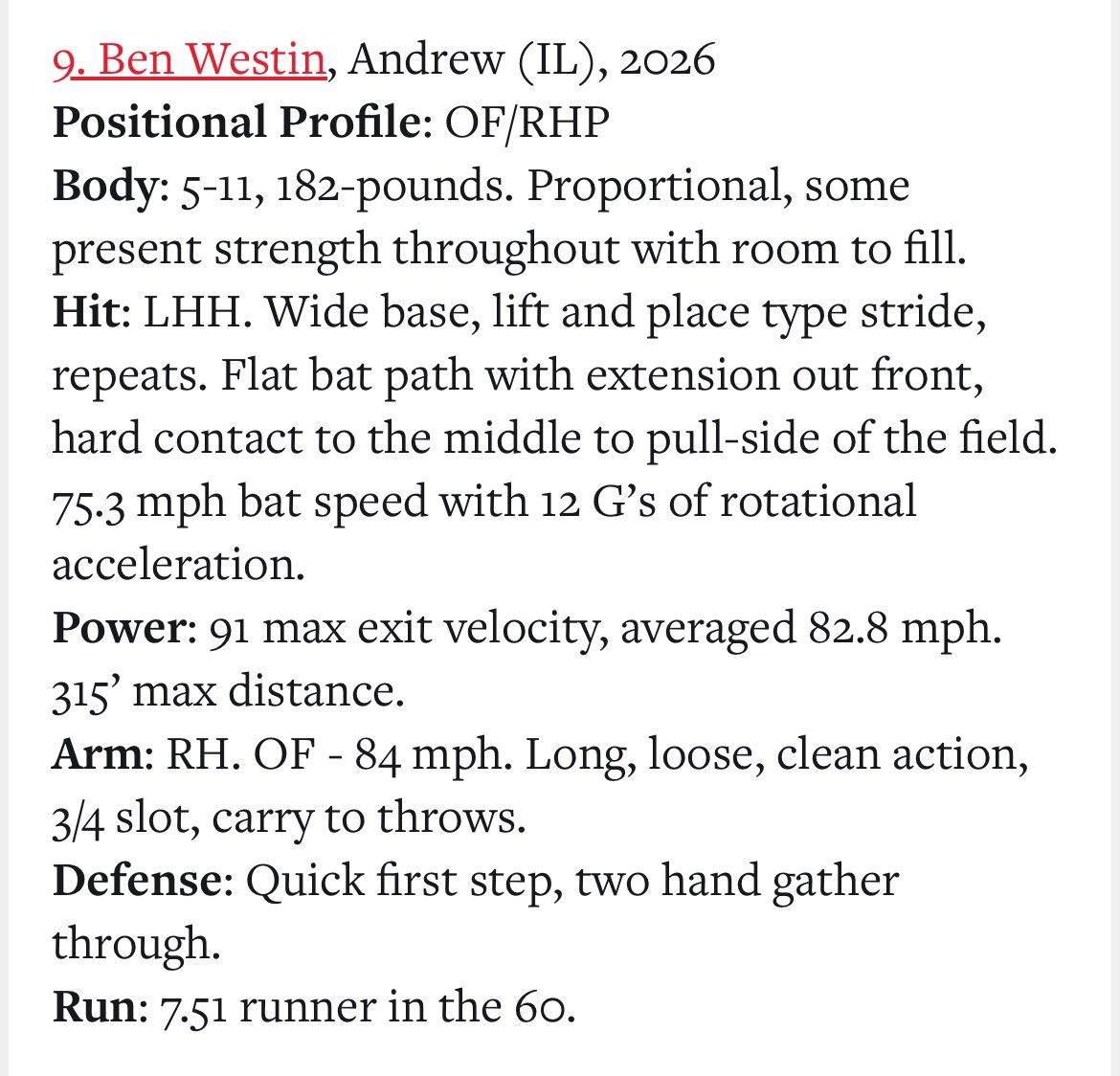 Thank you @PrepBaseballIL for the analysis @Elis032 @Ilpremierbb @PBR_Uncommitted