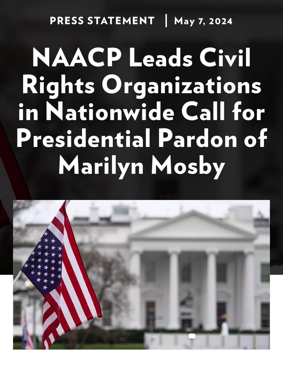 Today, the NAACP led 14 civil rights organizations in sending a letter to President Joe Biden requesting a presidential pardon of former Baltimore City State's Attorney #MarilynMosby. #NAACP