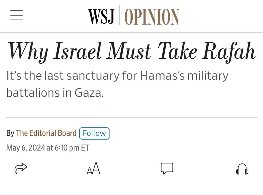 mario_campa's tweet photo. Fuera máscaras.

Los junta editorial del Wall Street Journal aplaude la destrucción de Rafah.

Incomodar al poder, ¿o cómo era? https://t.co/AWOvC9M5xQ