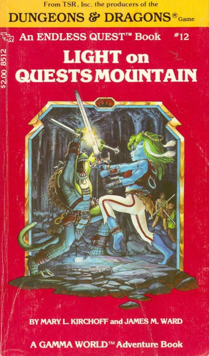 Light on Quests Mountain by Mary Kirchoff & James Ward, cover art - Keith Parkinson, 1983. In this Gamma World adventure, You are Ren. With two of your friends, you set off on a quest to discover the source of the mysterious lights atop a mountain near your village #ttrpg #dnd