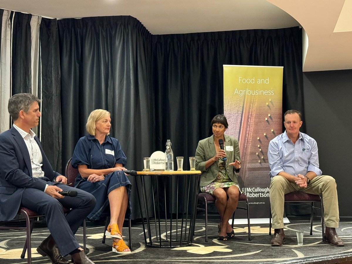 Enjoyed being on the panel at the @MCRlaw #beef2024 breakfast today. @troysetter, Prue Bondfield (@Auslivecorp) and I discussed #SustainableAgriculture & the role of industry in dispelling myths around food & fibre production.