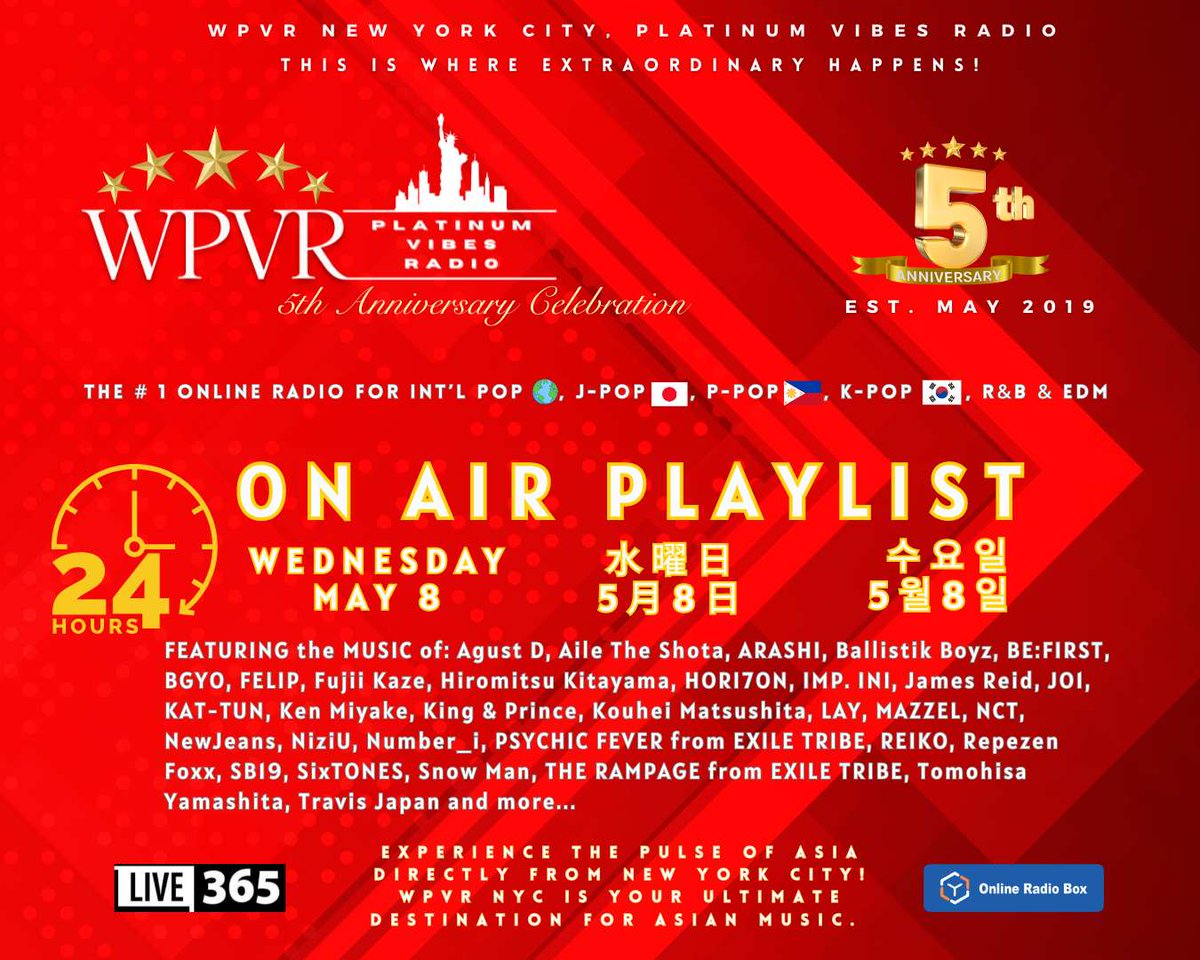 🔥Hey Platinum World! This is the WPVR NYC 24-hour playlist for Wednesday, May 8, 2024. Thank you as always for listening! / PVRワールドの皆さん！5月8日 のWPVR NYC 24時間プレイリストです。いつもお聴きいただきありがとうございます/ 5월8일 WPVR NYC 24시간 재생목록입니다. 항상…