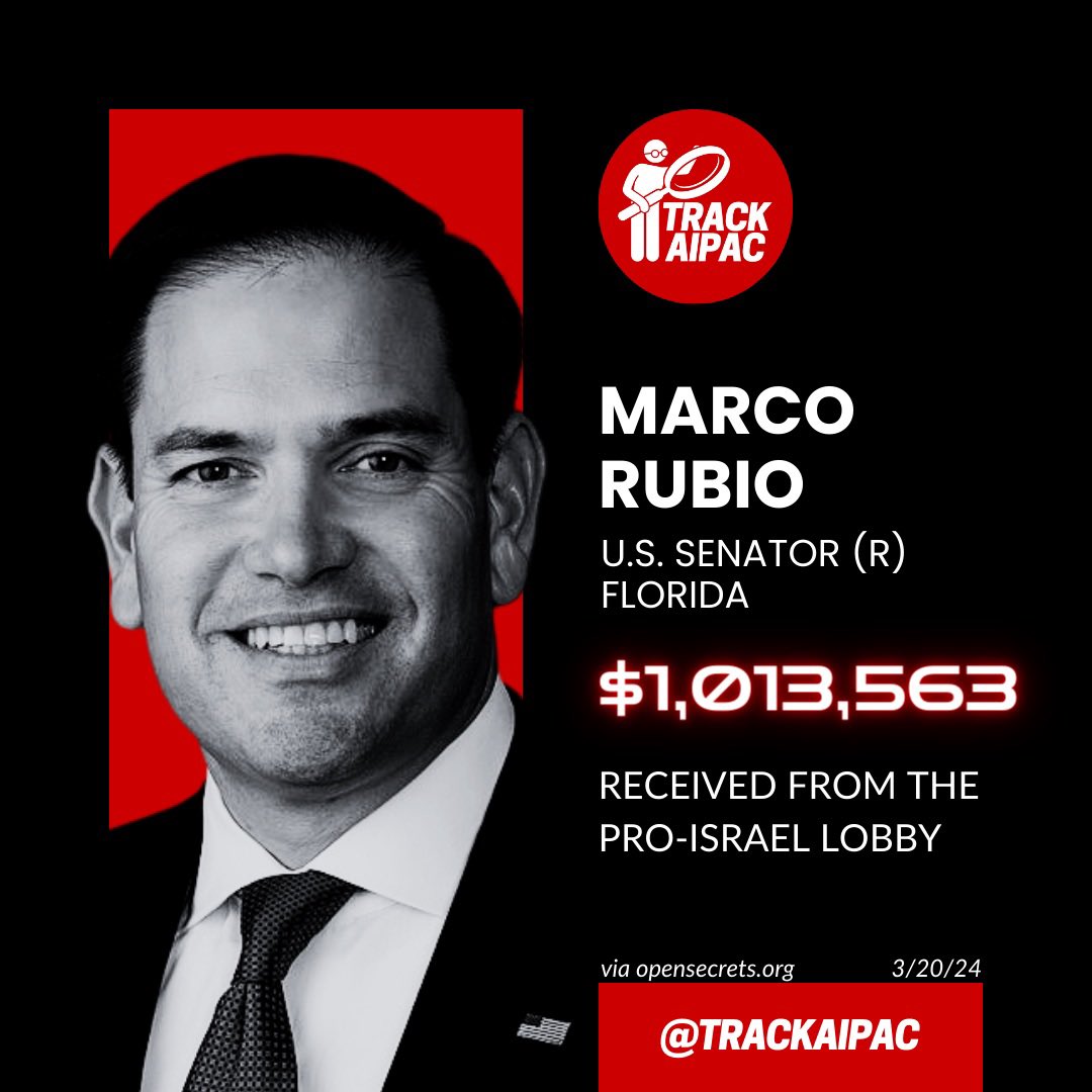 @marcorubio Marco Rubio is paid to parrot Israeli propaganda. #RejectAIPAC