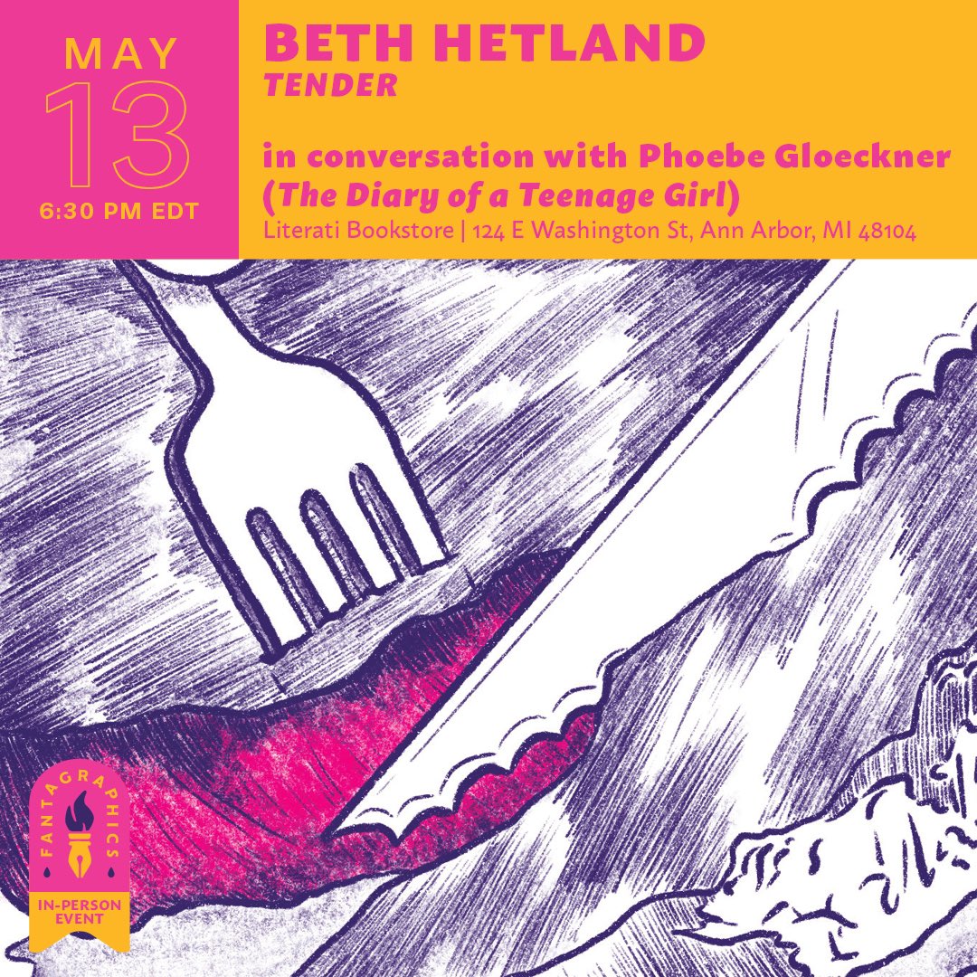 .@bethhetland is on the road again! She’ll be at @gutterpopcomics on 5/10 7:00 pm, at @TorontoComics this weekend (head to ow.ly/ahhf50Rz3Qx for her panel + signing schedule), and in conversation with the one and only @phoebelouise at @LiteratiBkstore on 5/13 at 6:30 pm!