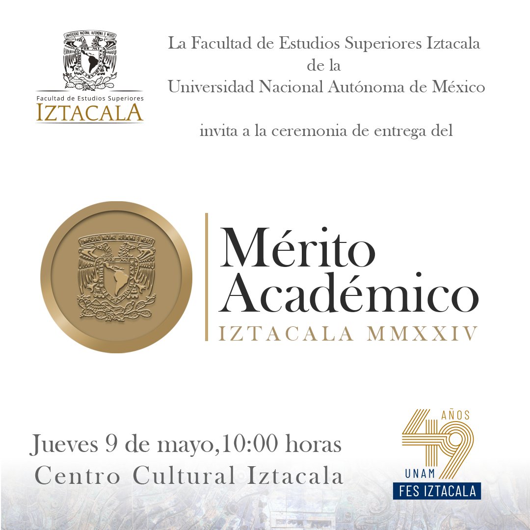 Ceremonia de entrega del Mérito Académico Iztacala MMXXIV. 🗓️ 9 de mayo 📍 Centro Cultural de la #FESI #UNAM