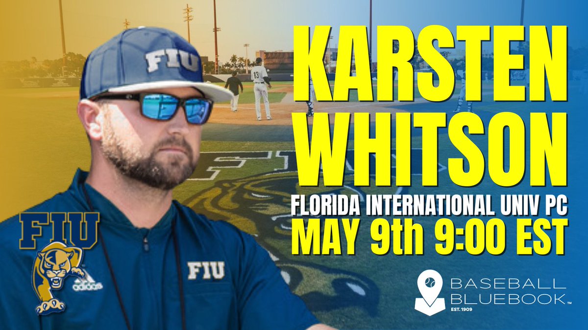 This Thurs. we have another great episode lined up with @WhitsonKarsten talking @FIUBaseball Set reminder: youtube.com/live/ExQfLwWbe… @DaveSerrano11 @bsblbluebook @BeedeBaseball