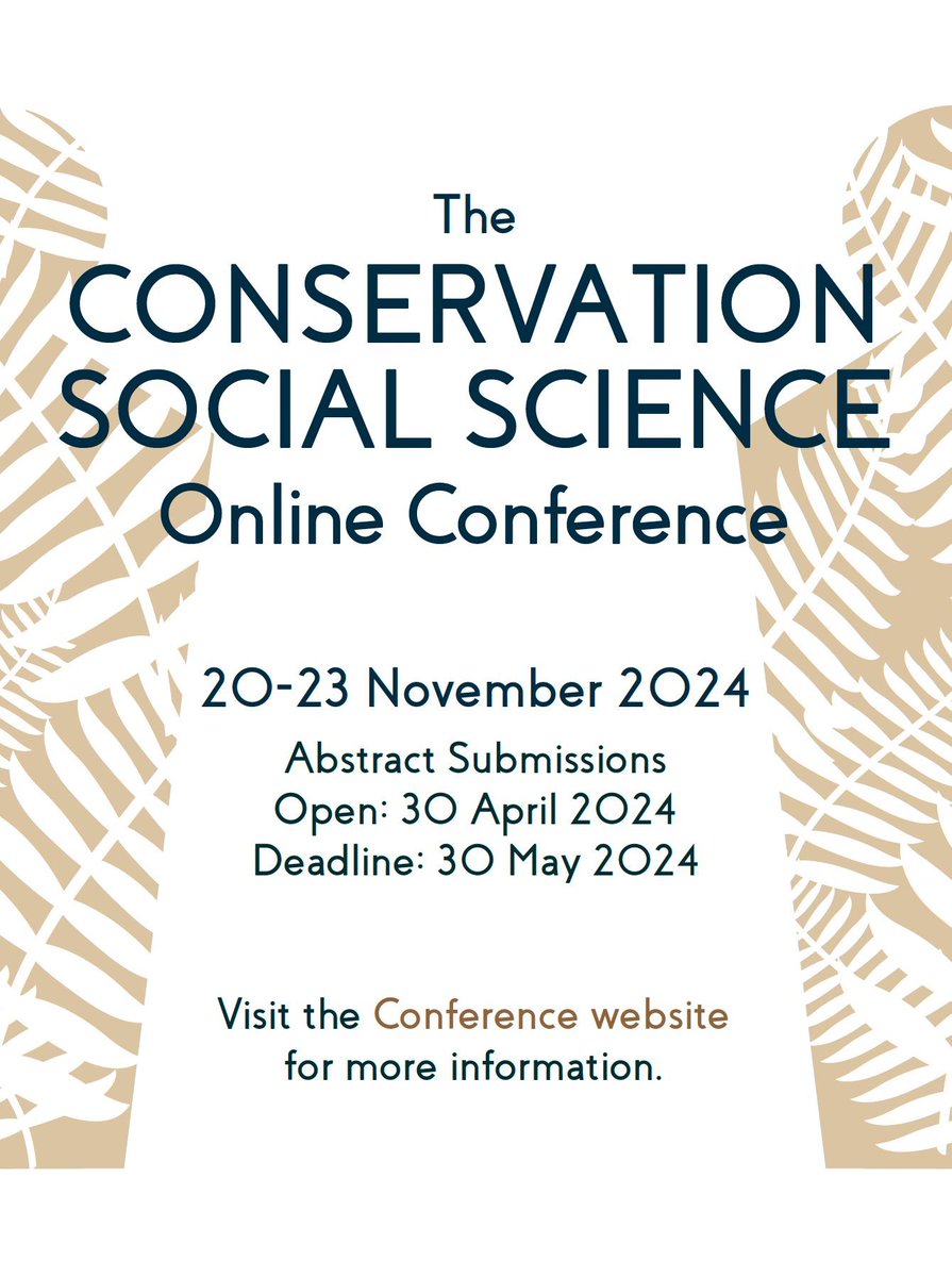 🌍 🌿 Abstract submissions are LIVE for the SSWG's #ConSocSci Conference on November 20-21, 2024. Join us for captivating discussions, groundbreaking research, and meaningful connections. Submit your abstract now! #Conservation #SSWG Deadline: May 30, 2024