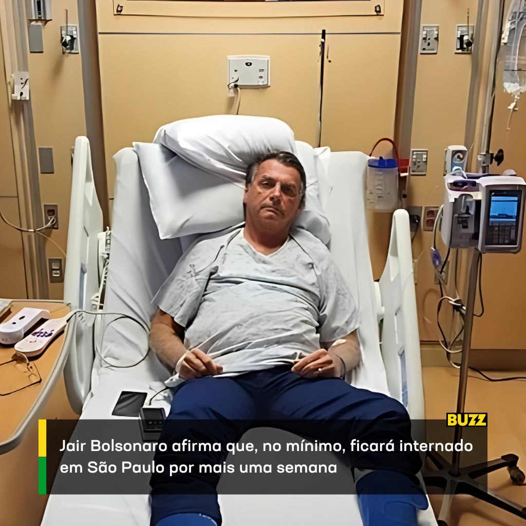 🧐 O ex-presidente Jair Bolsonaro prolongará seu tempo internado em hospital particular de São Paulo.

🔎 Além de estar em tratamento contra a erisipela, Bolsonaro também está tratando uma obstrução intestinal.

❤️ Ânimo, 'mito'! 
#VocêVaiSairDessa!