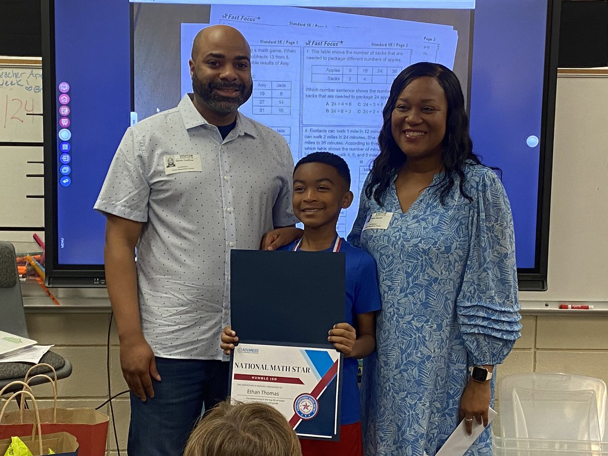 Thank you @HumbleISD_ADV for coming out to present these two Bulldogs with a National Math Star recognition certificate and medal. They were ecstatic and their families were so proud!