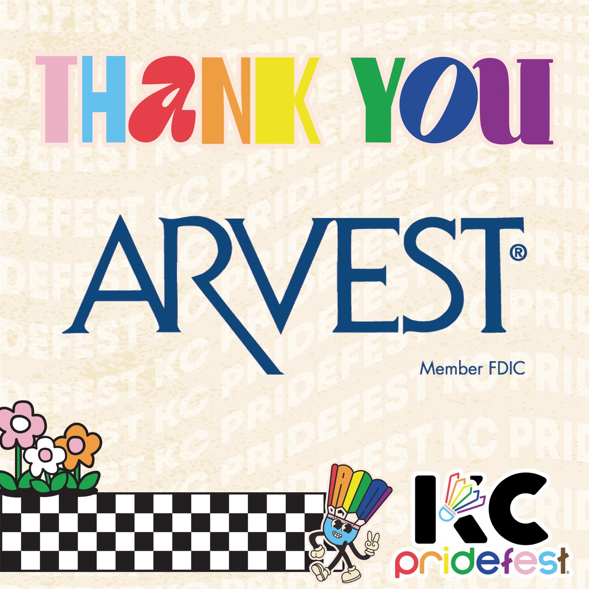 🏳️‍🌈🎉 We're feeling 'bank-tastic' thanks to Arvest Bank! Their support makes our 2024 KC PrideFest even more fabulous! 🏦 Follow the link to be a sponsor before time RUNS OUT! bit.ly/KCPrideFestEve…💰 #ArvestBank #KCPRIDE2024 #ShowYourPride #BankingOnEquality 🏳️‍🌈🎊