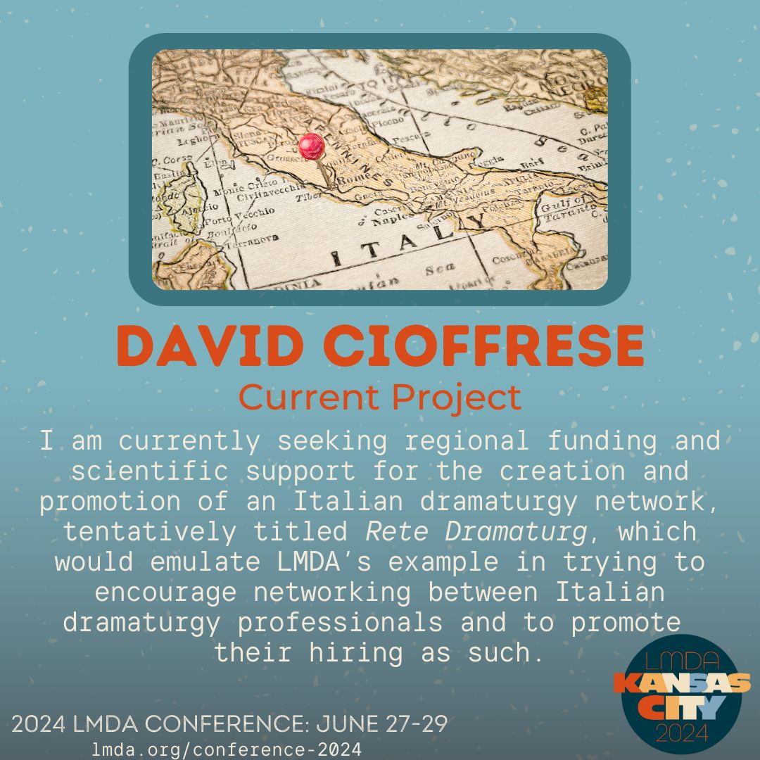 Highlighting LMDA 2024 KC Conference session: Italy at a Dramaturgical Crossroads: a Dramaturg’s Unofficial Practices and Formation lmda.org/conference-2024 Session Friday, June 28, 9am. #dramaturgycrossroads #lmda2024 #lmda #dramaturgy #dramaturg