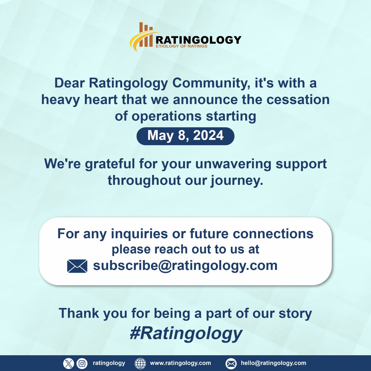 Ratingology bids farewell from May 8, 2024. Thank you to our incredible audience for your unwavering support throughout our journey. #Ratingology #RatingsKaBaap
