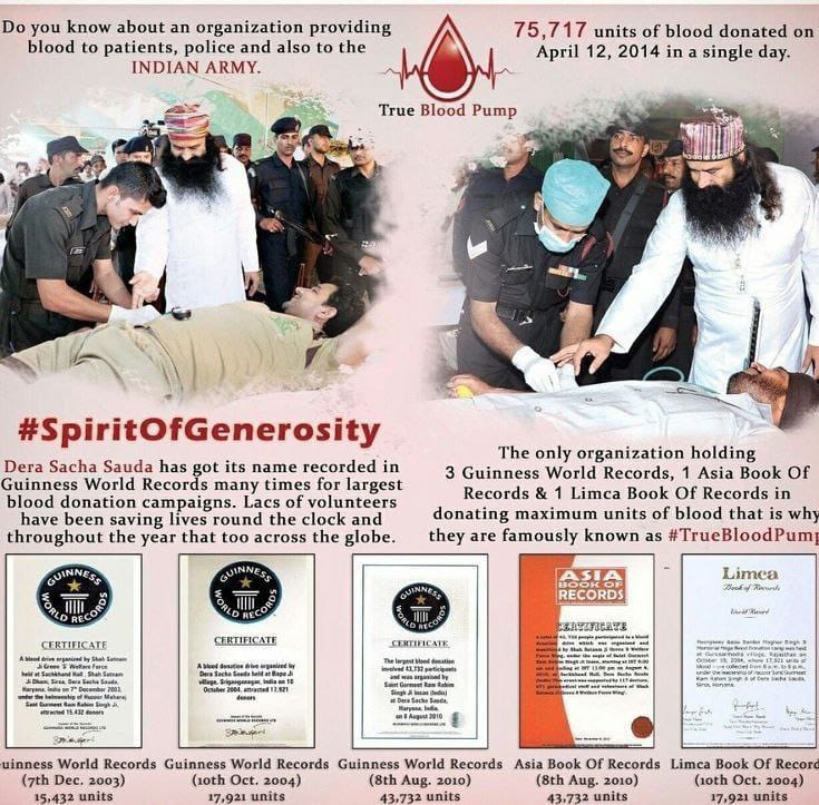 In Thalassemia disease the patient needs blood.Therefore,to help them, followers of Dera Sacha Sauda do selfless blood donation under the inspiration of Ram Rahim.Therefore you should also pledge to donate blood and save people'lives by becoming a blood donor #WorldThalassemiaDay