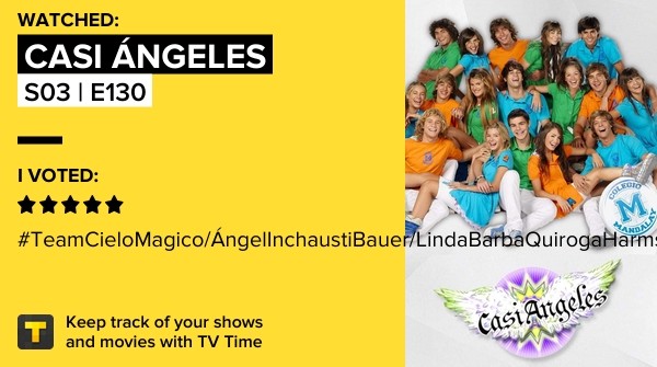 acabei de assistir Casi Ángeles of S03 | E130!
#CasiAngeles #QuaseAnjos
 tvtime.com/r/31aht