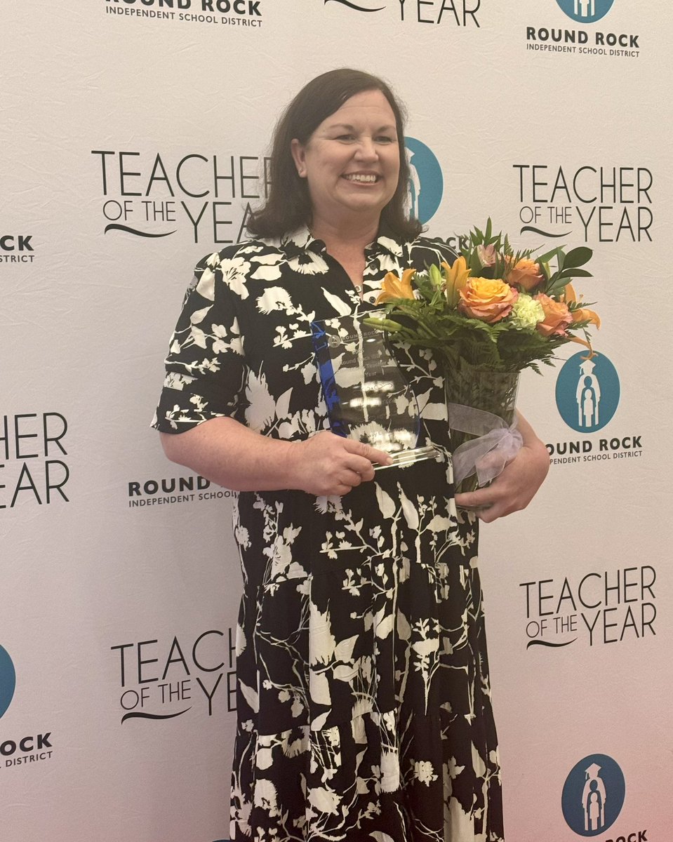 Caraway- we have huge news!! Our very own Kim Correa was honored tonight as the RRISD Elementary Teacher of the Year!!!