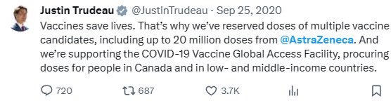 Here we have Justin Trudeau celebrating 20 MILLION doses of the Astra Zeneca Covid Vaccine, which as of today, has been WITHDRAWN globally, while also being linked to rare and dangerous side effects.
