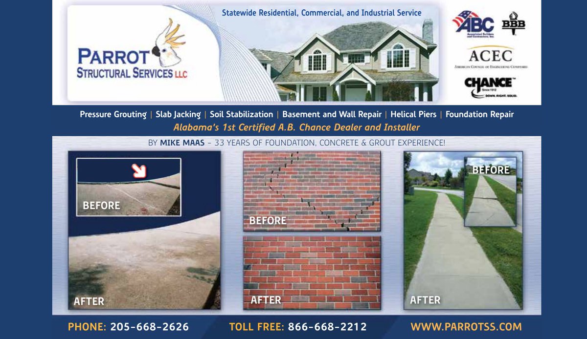 cfpbirmingham's tweet image. Is your home showing signs of foundational problems? Parrot Structural Services LLC is ready to help you find the best solution. #home #foundationrepair #structuralservices #birminghamalabama