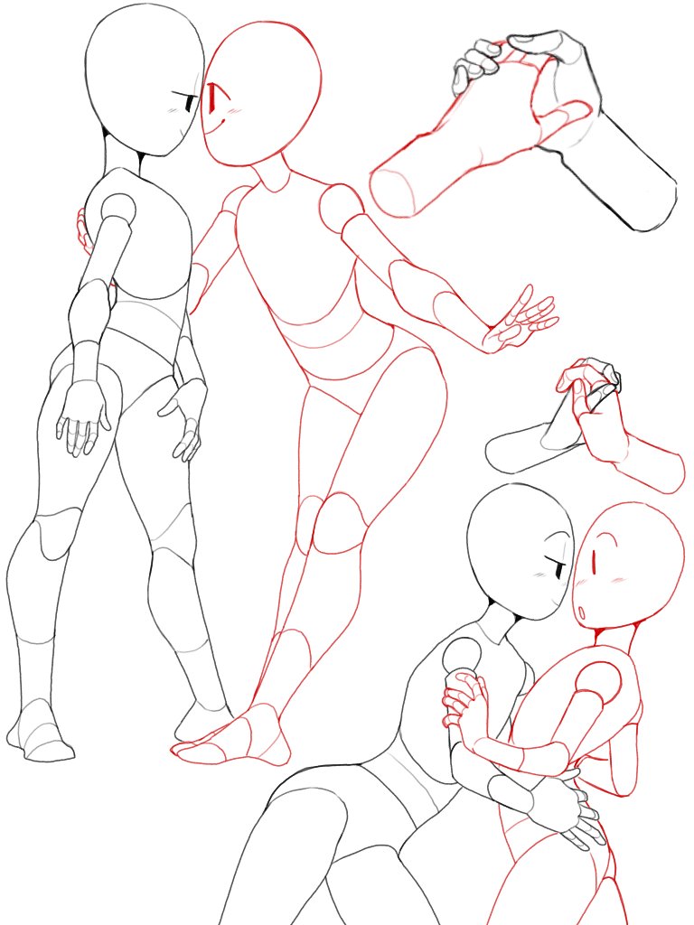 Heres 1 page for the upcoming pose book! Its mostly half bodies and few of full bodies, this is mostly for couple/pair with close up hand references when its hidden from view or extra.