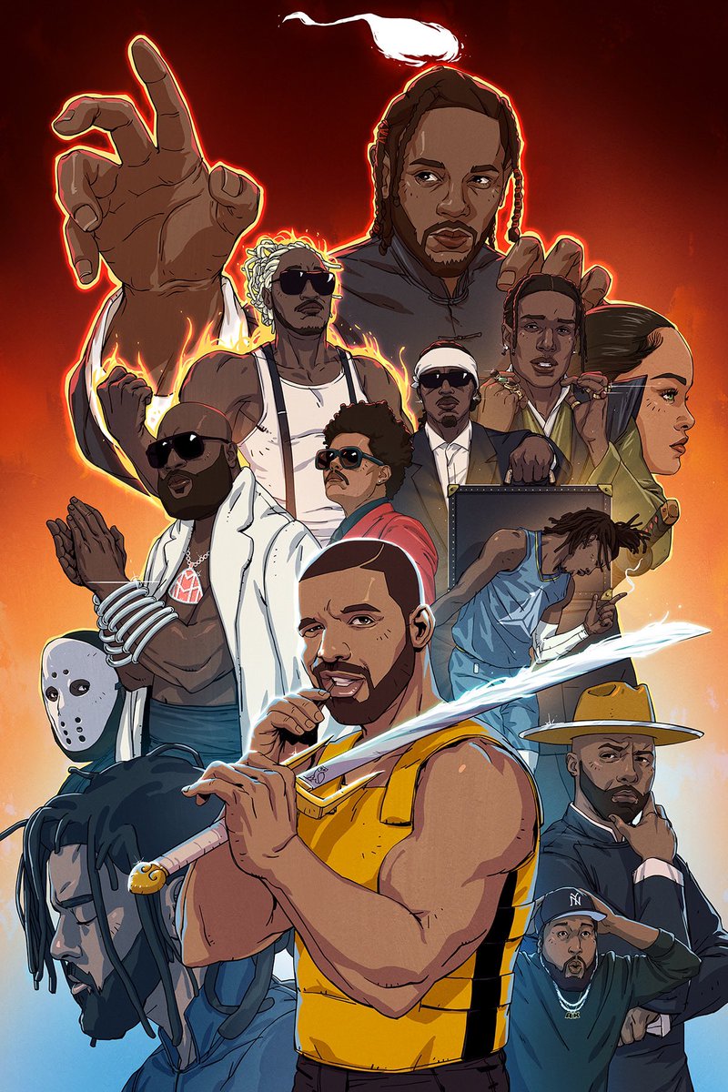 artofjoekim's tweet photo. Beef. What a crazy week in hip hop. 
#drake #kendricklamar #jcole #rickross  #TheWeeknd #metroboomin #future #asaprocky #Rihanna #akademics #joebudden https://t.co/uDd5rIceRb