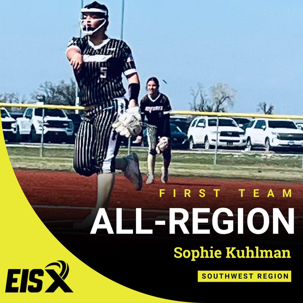 Congratulations to our Sophie Kuhlman! @sophie_kuhlman made 1st team, All Region Pitcher- Southwest Region @ExtraInningSB @Softball_Home @SoftballDown @Sports_Recruits @SportsRecruitsU @EpicFastpitchO