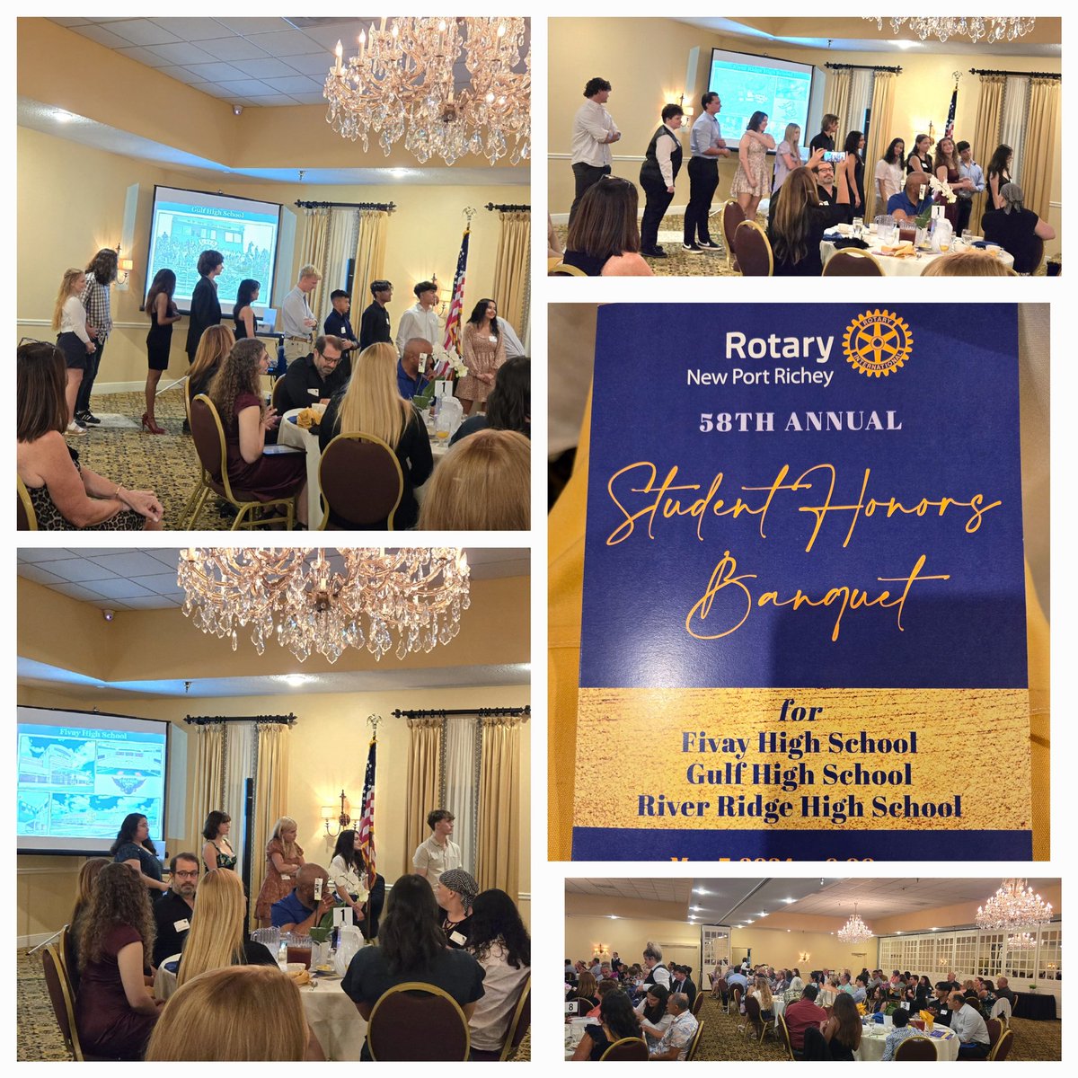 Congratulations to the TOP 10 students from @FivayHighSchool , @gulfhighschool, and @rrhsknights Class of 2024! Thank you to the Rotary Club of New Port Richey for honoring these outstanding @pascoschools students! #PascoProud