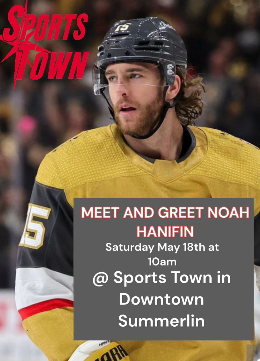 Next Saturday is your chance to meet the new guy. SportsTown is hosting a meet and greet with Noah Hanifin. Get your tickets now! sportstowndts.com/products/noah-…